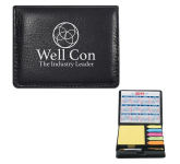 Square Leather Look Case of Sticky Notes with Calendar & Pen